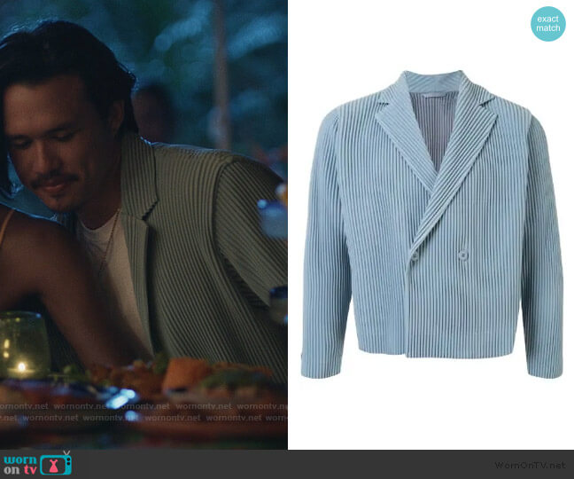 Homme Plisse Issey Miyake Pleated Double Breasted Jacket