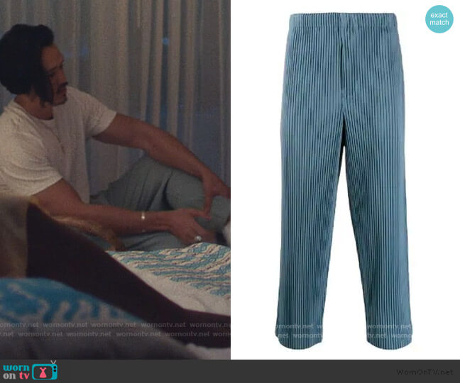 Homme Plisse Issey Miyake Pleated Straight Leg Trousers