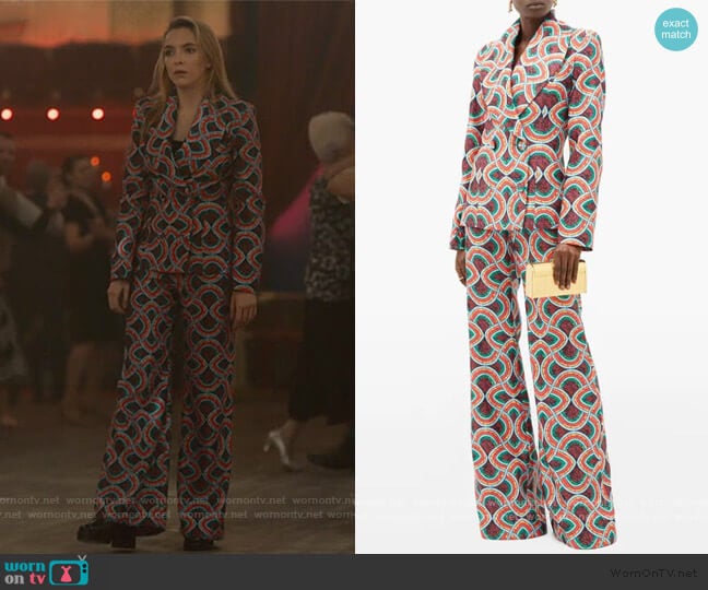 Halpern Marble Satin-faille Jacket worn by Villanelle (Jodie Comer) on Killing Eve