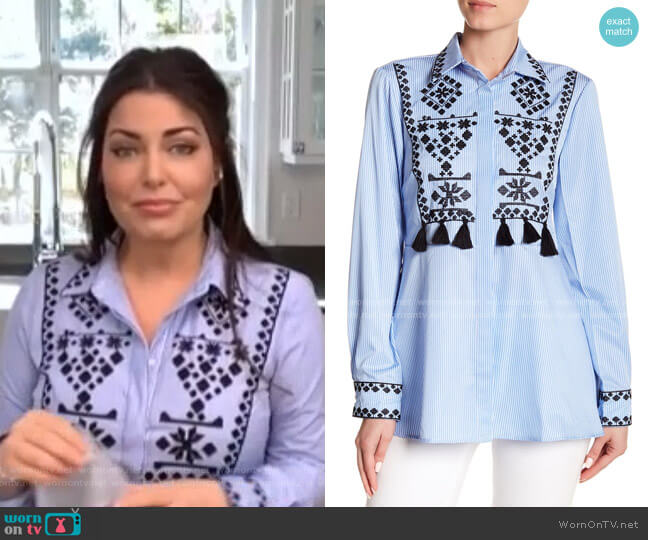 Haute Rogue Tassel Trim Embroidered Button Down Shirt worn by Bobbie Thomas on Today