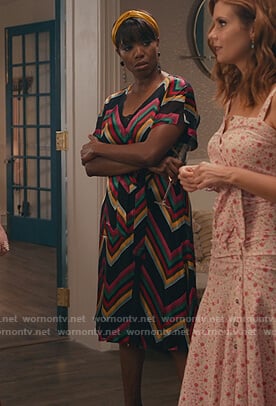 Helen’s black chevron stripe dress on Sweet Magnolias