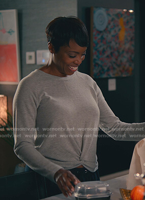Helen’s grey twist front sweatshirt on Sweet Magnolias