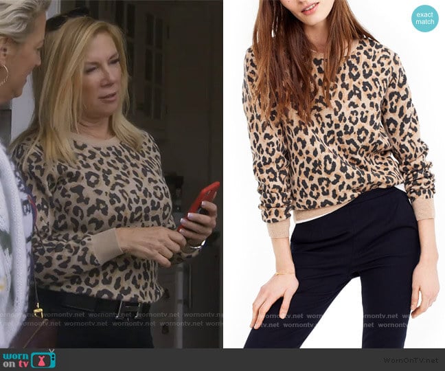 J. Crew Cheetah Print Merino Wool Sweatshirt worn by Ramona Singer on The Real Housewives of New York City