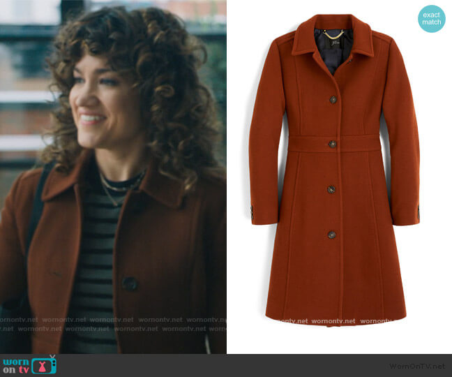 J. Crew Classic Lady Italian Double Cloth Wool Blend Day Coat worn by Bonnie Barella (Sarah Stiles) on Billions