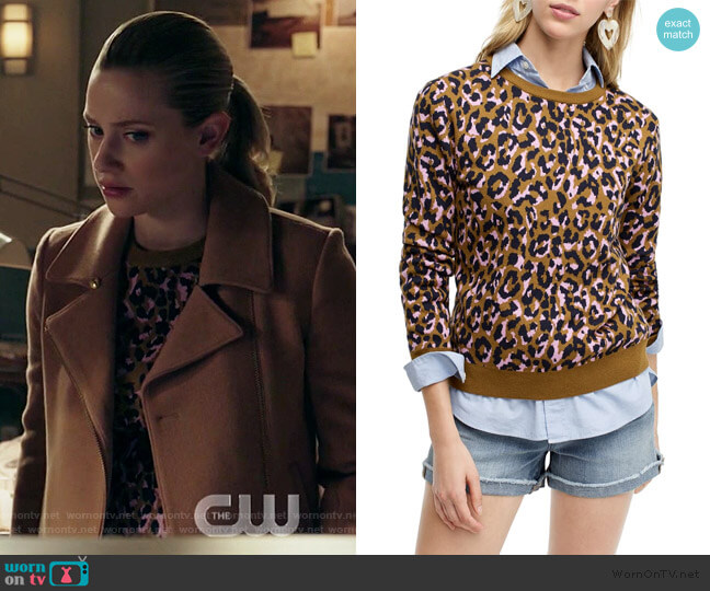J. Crew Leopard Print Crewneck Sweater worn by Betty Cooper (Lili Reinhart) on Riverdale