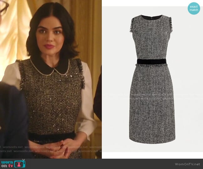 J. Crew Sheath Dress in Sparkling Constellation Tweed worn by Katy Keene (Lucy Hale) on Katy Keene