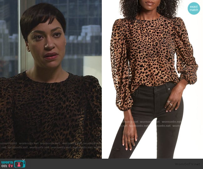 J.O.A. Puff Sleeve Burnout Top worn by Lucca Quinn (Cush Jumbo) on The Good Fight