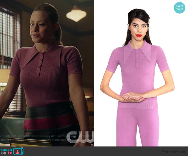 Joostricot Orchid Dusk Peachskin Polo worn by Betty Cooper (Lili Reinhart) on Riverdale