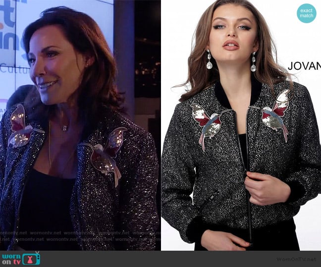 Jovani Black Multi Embellished Contemporary Bomber Jacket worn by Luann de Lesseps on The Real Housewives of New York City