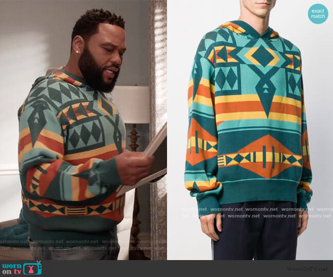Just Don Geometric Patterned Hoodie worn by Andre Johnson (Anthony Anderson) on Black-ish