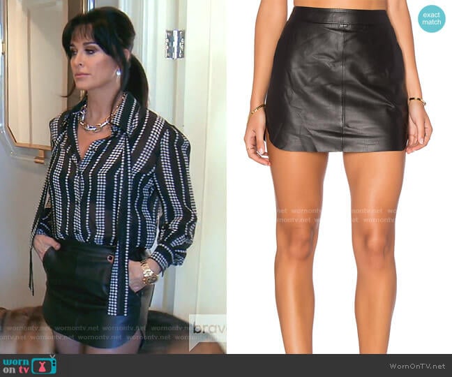 Karina Grimaldi Jacob Leather Skirt worn by Kyle Richards on The Real Housewives of Beverly Hills