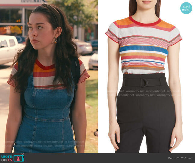 Rag & Bone Katie Metallic Stripe Tee worn by Annie Sullivan (Anneliese Judge) on Sweet Magnolias