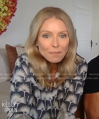 Kelly’s fan print blouse on Live with Kelly and Ryan