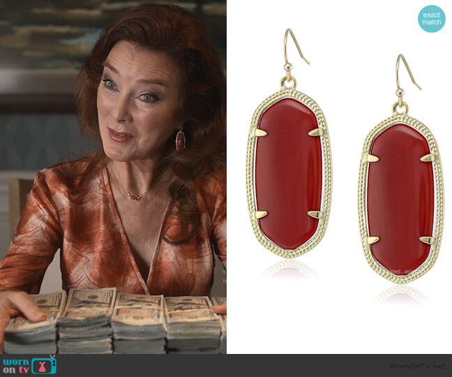 Kendra Scott Maroon Jade Drop Earrings worn by Lorna Harding (Valerie Mahaffey) on Dead to Me