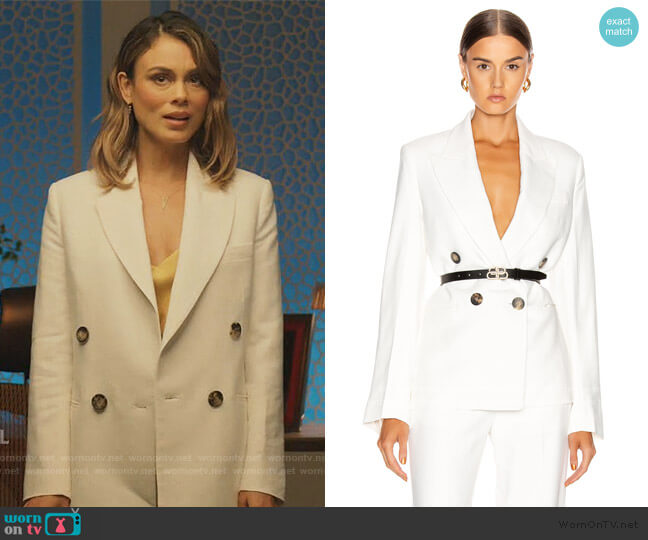 Khaite Isa Blazer worn by Noa Hamilton (Nathalie Kelley) on The Baker and the Beauty
