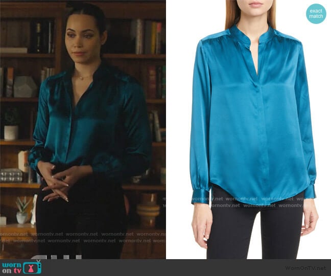 L'Agence Bianca Silk Charmeuse Blouse worn by Macy Vaughn (Madeleine Mantock) on Charmed