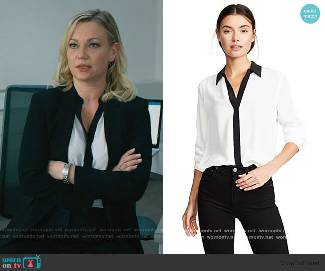 L'Agence Maxwell Long Sleeve Blouse worn by Sara Hammon (Samantha Mathis) on Billions