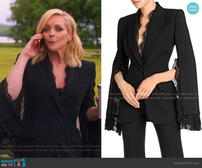 Alexander Mcqueen Lace Trim Blazer worn by Jacqueline Voorhees (Jane Krakowski) on Unbreakable Kimmy Schmidt