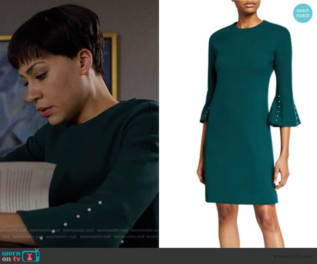 Lela Rose Wool Crepe Pearly Sleeve Tunic Dress worn by Lucca Quinn (Cush Jumbo) on The Good Fight