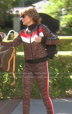 Lisa’s brown tiger print track jacket and pants on The Real Housewives of Beverly Hills