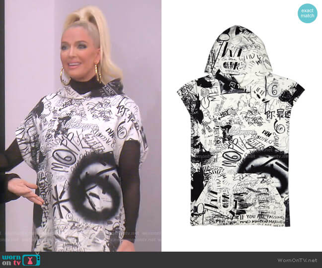 MM6 by Maison Margiela Graffiti Print Cotton Sweatshirt worn by Erika Jayne on The Real Housewives of Beverly Hills