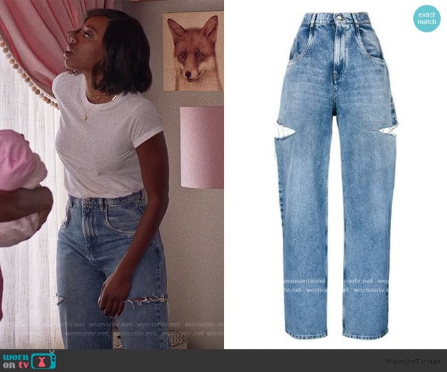 Maison Margiela Cut out Detail Jeans worn by Molly Carter (Yvonne Orji) on Insecure