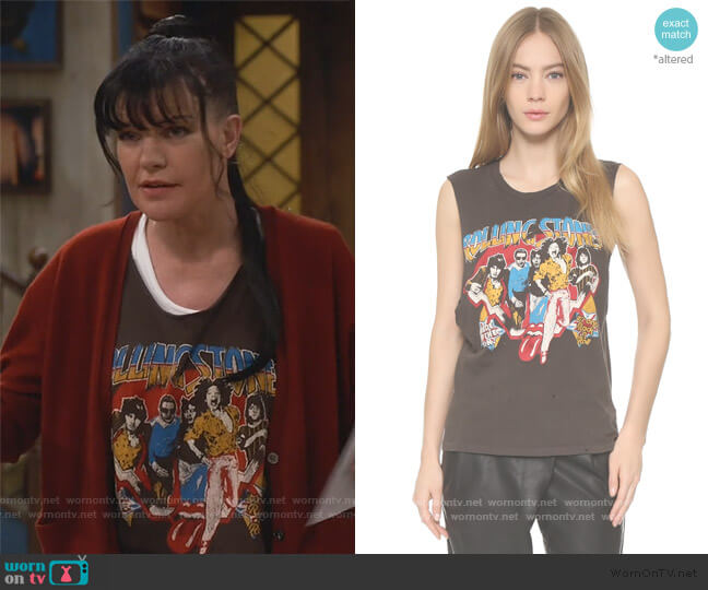 Madeworn Rock Rolling Stones UK Tank worn by Jackie (Pauley Perrette) on Broke