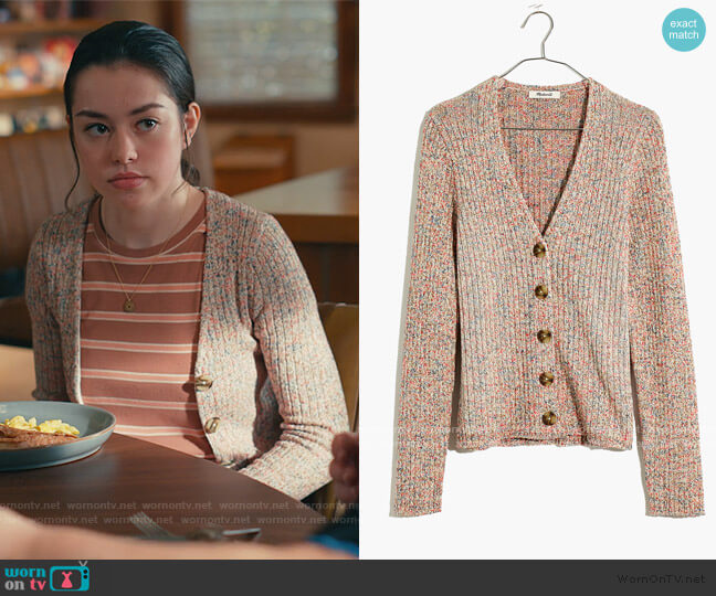Madewell Marled Shrunken Ribbed Cardigan Sweater worn by Annie Sullivan (Anneliese Judge) on Sweet Magnolias