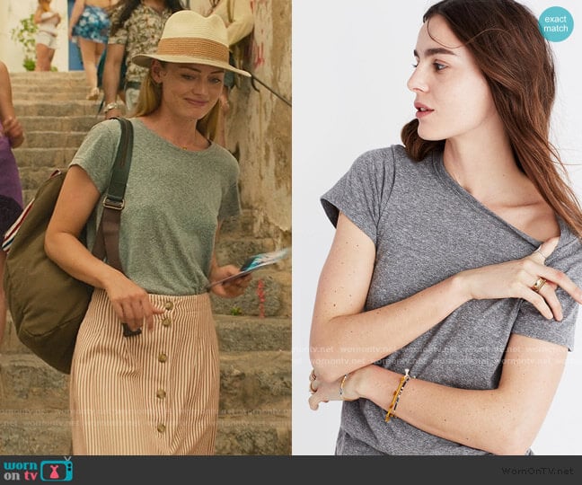 Madewell Rivet & Thread Ex-Boyfriend Tee worn by Zoe Walker (Laura Haddock) on White Lines