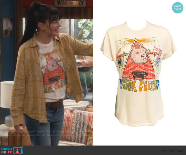 Madeworn Pink Floyd Pyramid Pig Crew Tee Dirty White worn by Jackie (Pauley Perrette) on Broke