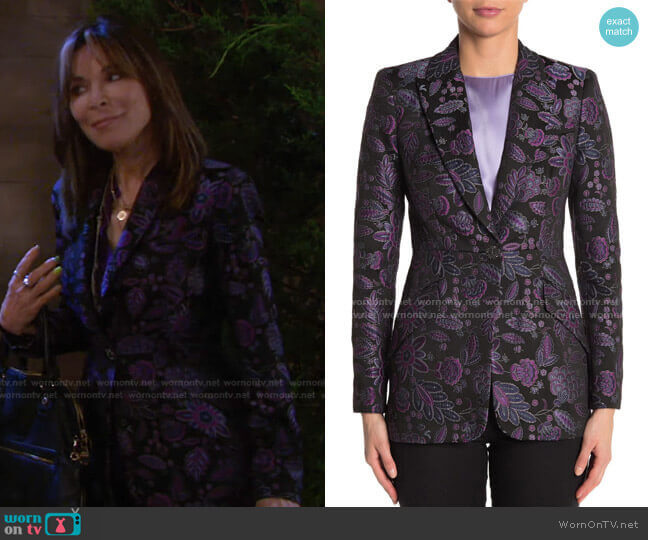 Elie Tahari Madison Jacquard Blazer worn by Kate Roberts (Lauren Koslow) on Days of our Lives