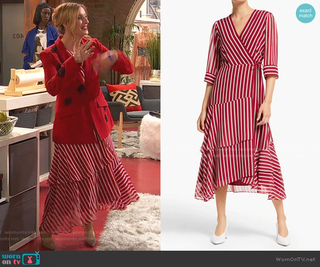 Marella Fortuna Stripe Dress worn by Chelsea Grayson (Anneliese van der Pol) on Ravens Home