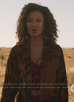 Maria’s velvet floral cardigan on Roswell New Mexico