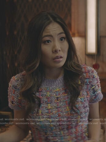 Mary’s lilac tweed short sleeve top on Batwoman
