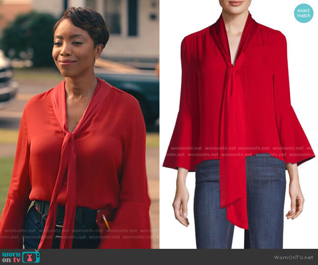 Alice + Olivia Merideth Blouse worn by Helen Decatur (Heather Headley) on Sweet Magnolias