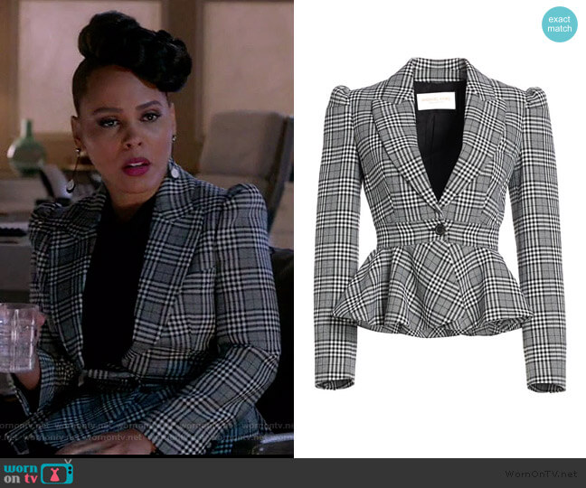 Michael Kors Plaid Virgin Wool Peplum Jacket worn by Tegan Price (Amirah Vann) on How to Get Away with Murder