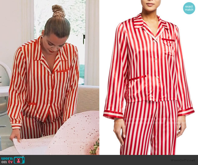 Morgan Lane Ruth Stripe Print Top worn by Khloe Kardashian on Keeping Up with the Kardashians