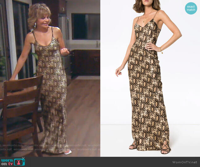 Nili Lotan V-Neck Snake-Print Maxi Dress worn by Lisa Rinna on The Real Housewives of Beverly Hills