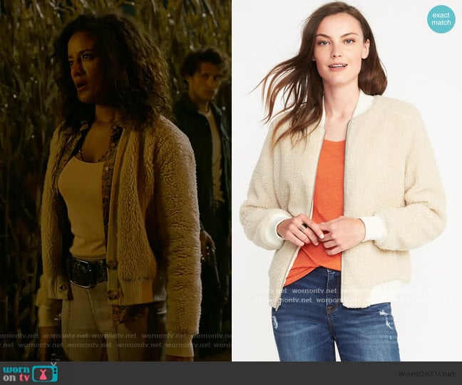 Old Navy Sherpa Bomber Jacket worn by Maria DeLuca (Heather Hemmens) on Roswell New Mexico