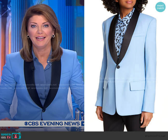 A.L.C. Oren Stretch Wool Jacket worn by Norah O'Donnell on CBS Evening News
