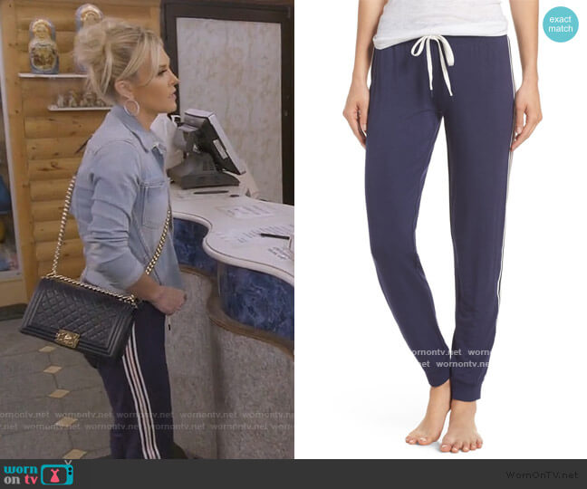 PJ Salvage Stripe Jogger Lounge Pants worn by Tinsley Mortimer on The Real Housewives of New York City