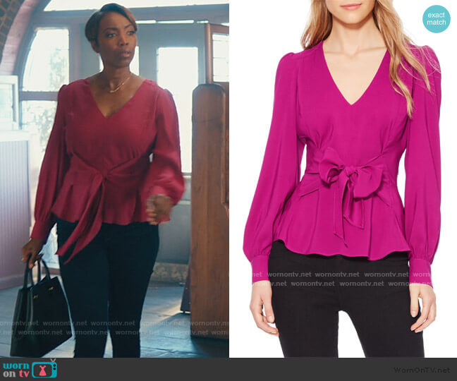 Parker Britt Tie Waist Blouse worn by Helen Decatur (Heather Headley) on Sweet Magnolias