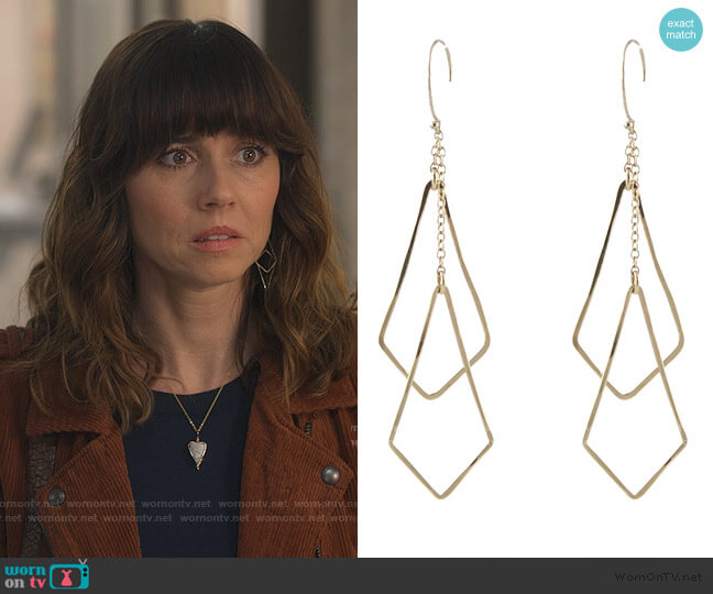 Peggy Li Diamond Shape Chime Earrings worn by Judy Hale (Linda Cardellini) on Dead to Me