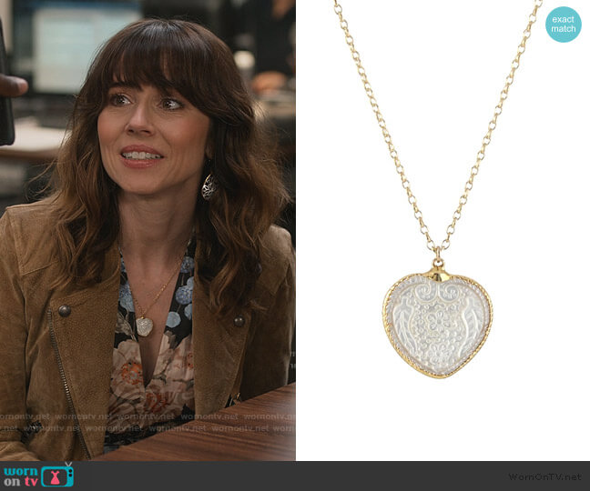 Peggy Li Carved Floral Heart Necklace worn by Judy Hale (Linda Cardellini) on Dead to Me
