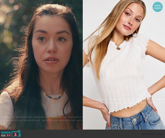 Urban Outfitters Heart Pointelle T-Shirt worn by Annie Sullivan (Anneliese Judge) on Sweet Magnolias
