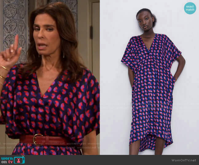 Zara Printed Oversized Dress worn by Hope Williams (Kristian Alfonso) on Days of our Lives