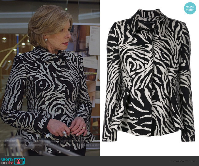 Proenza Schouler Zebra Cotton Jacquard Short Jacket worn by Diane Lockhart (Christine Baranski) on The Good Fight