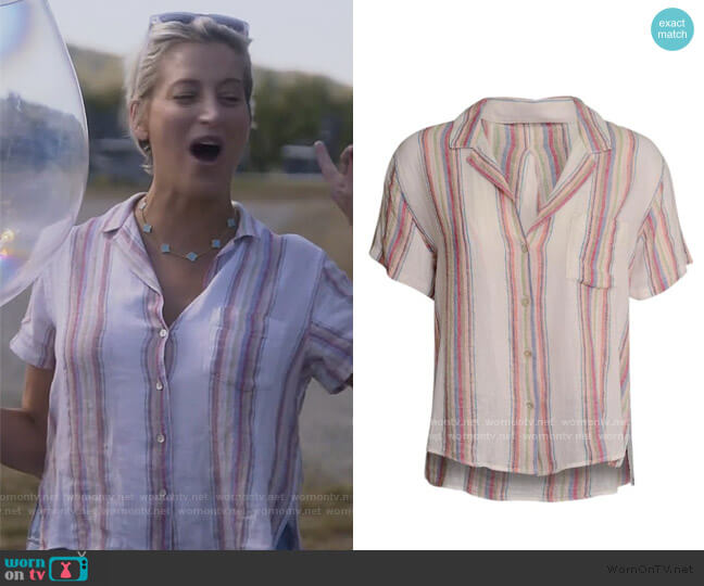 Rails Zuma Top in Havana Stripe worn by Dorinda Medley on The Real Housewives of New York City