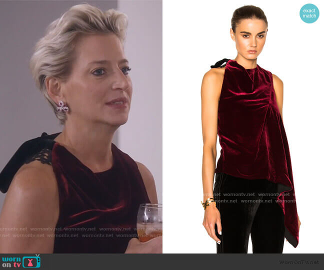 Roland Mouret Colridge Velvet & Crochet Top worn by Dorinda Medley on The Real Housewives of New York City