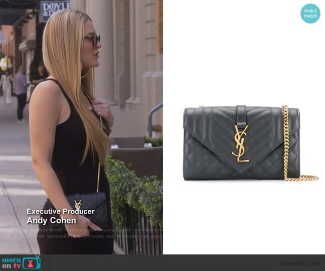 Saint Laurent Quilted Envelope Bag worn by Leah McSweeney on The Real Housewives of New York City